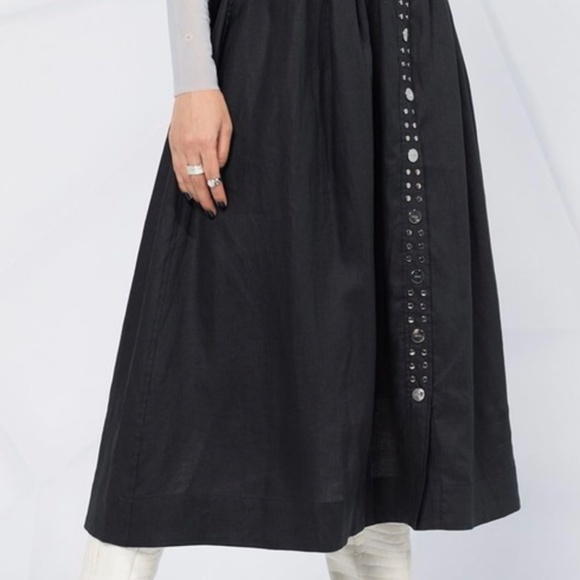Ganni Studded Black Linen Skirt Size 38 - Picture 2 of 4